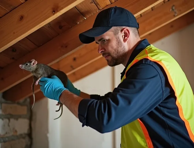 Technician inspecting a roof cavity for a dead rat in Wheelers Hill